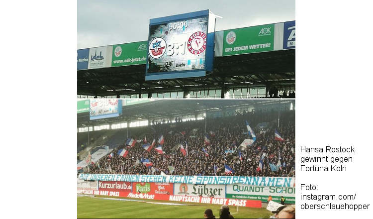 Hansa gewinnt 3:1 gegen Fortuna Köln